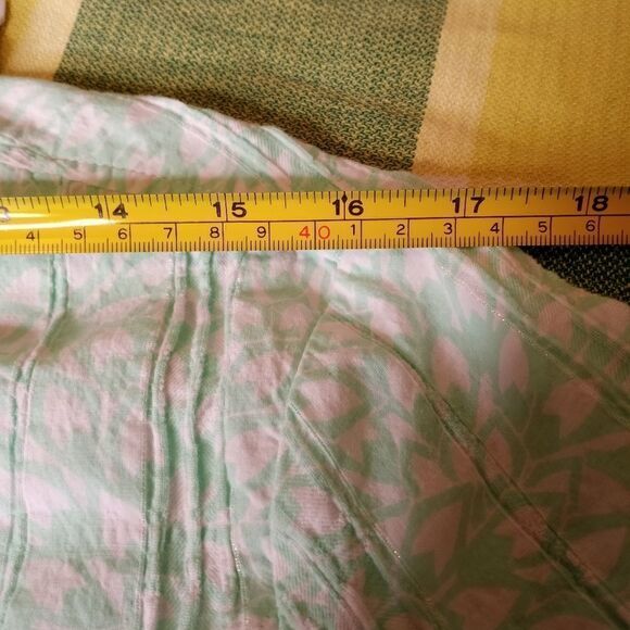 Christopher & Banks Women's Shirt XL Button Up Pockets Print Green White - Picture 4 of 8